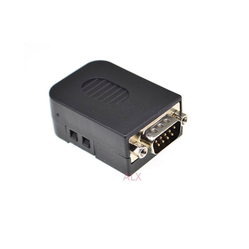1PCS DB9 9PIN male plug serial port connector terminal adapter with black shell D-SUB COM RS232 RS485 wire cable free solder