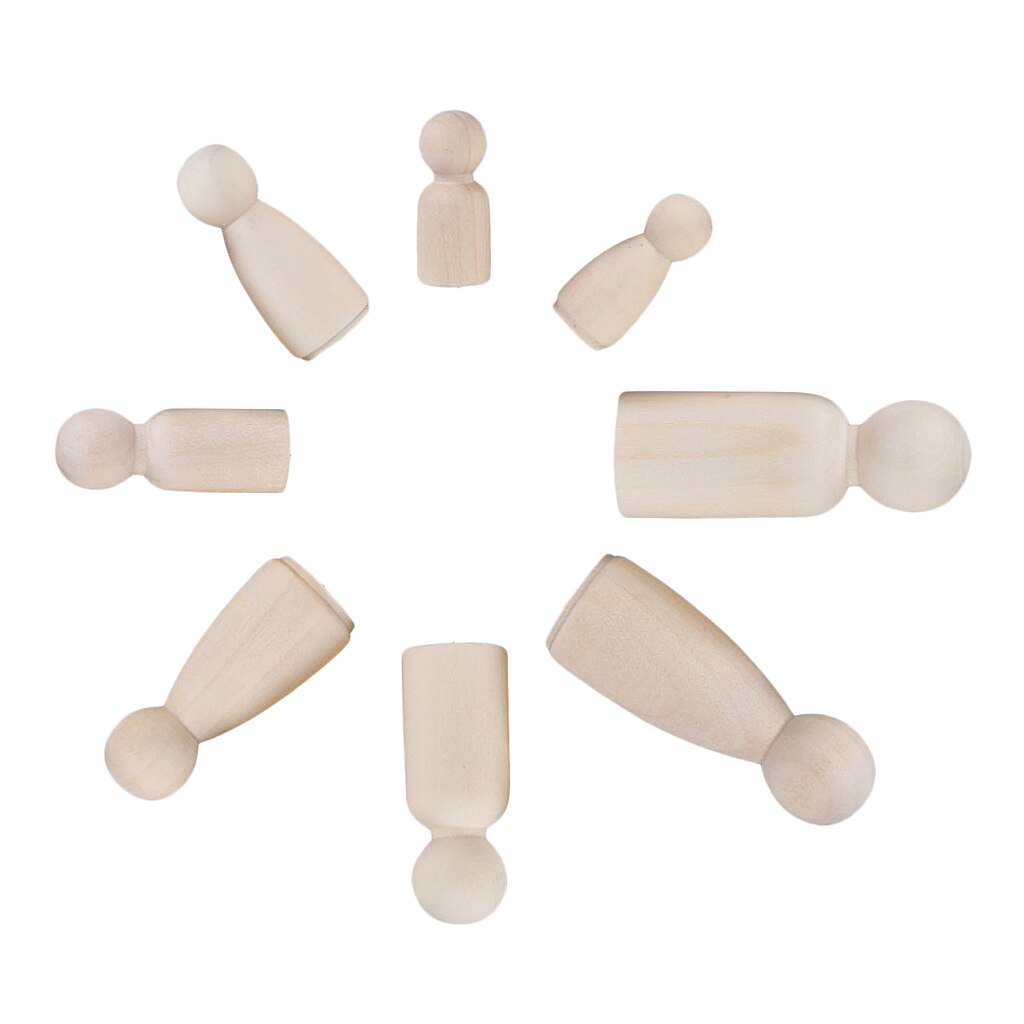 12 Pieces/Set Wooden People Peg Doll DIY Crafts Little Child Man Lady Couple