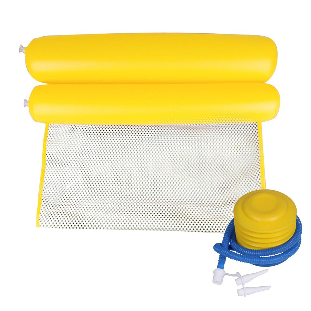 Hamaca de agua plegable para una sola persona, colchón de aire inflable, tumbona de playa, colchón flotante para dormir, silla de cama: Yellow with pump