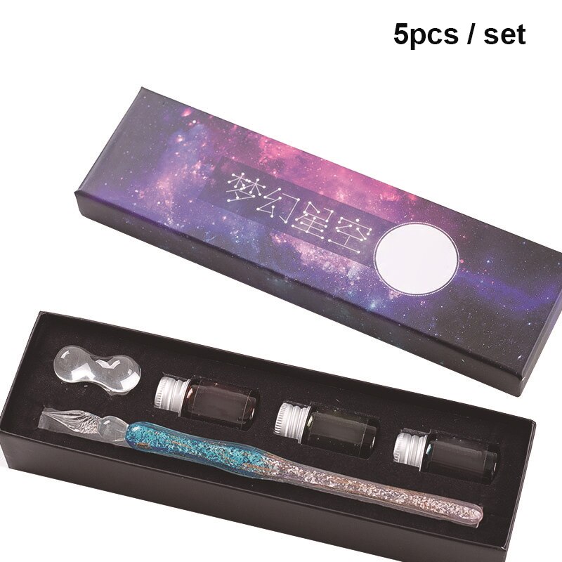 Innovative Handmade Crystal Glass Dip Pen Calligraphy Fountain Set Ink J99Store: 2