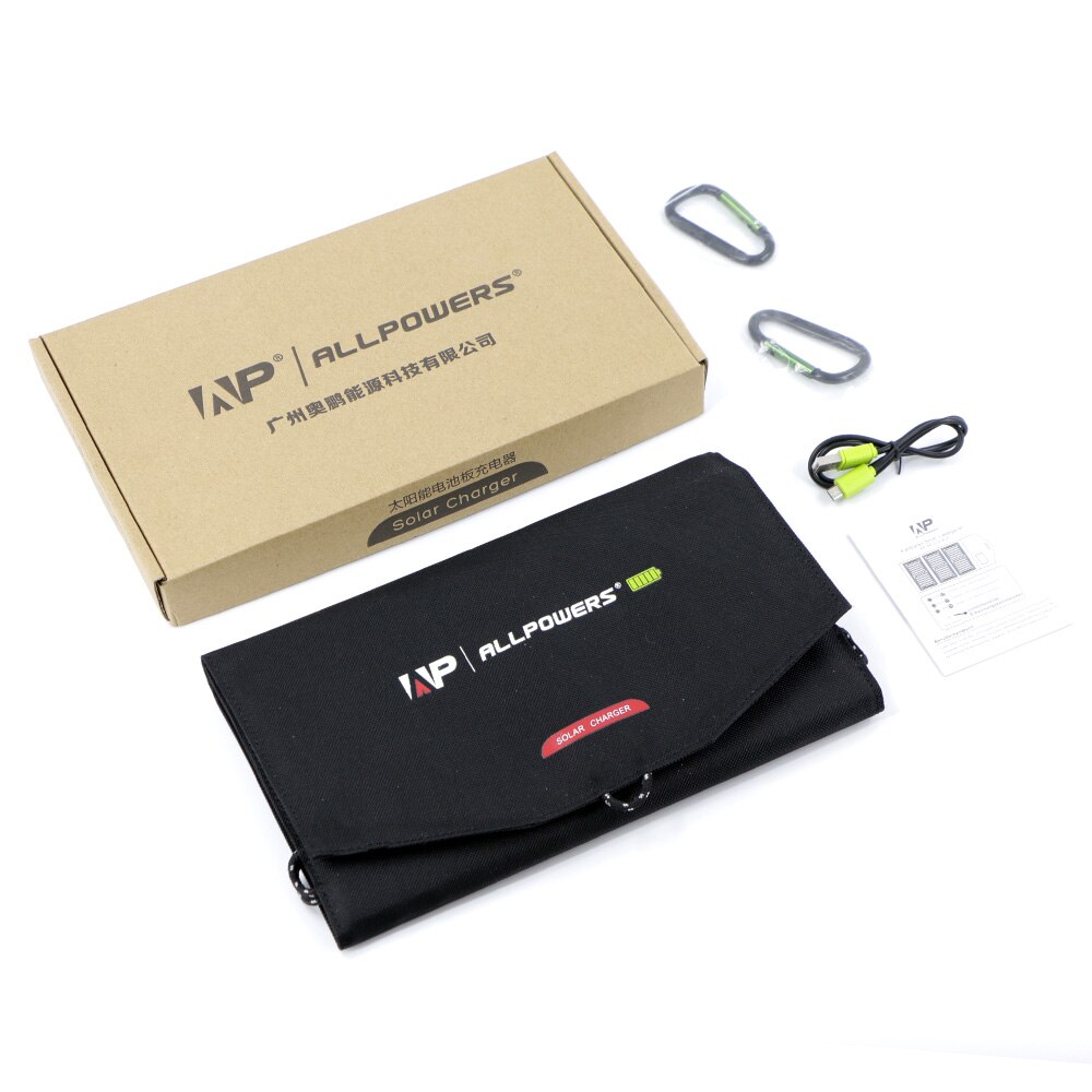 Allpowers solbatteriladdare mobil powerbank 6000 mah bärbar 5v 15w dubbel usb resa utomhus hopfällbar camping solpanel