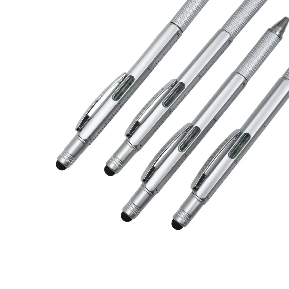 10 stk / lot multifunktions berøringsskærm værktøj stylus pen med vaterpas lineal skruetrækker skoleartikler