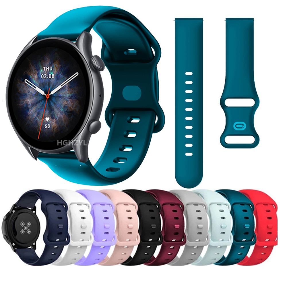 For Huami Amazfit GTR 4 3 / 3 Pro Watch Strap For Amazfit GTS 4 3 GTR 2 2e Bip 5 U Pro Stratos Bracelet 22mm 20mm Silicone Band