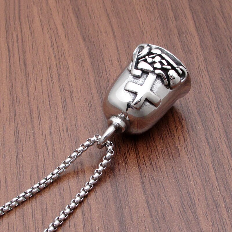 Punk 316L Stainless Steel Silver color Black color Cross Motorcycle Biker Bell Pendant