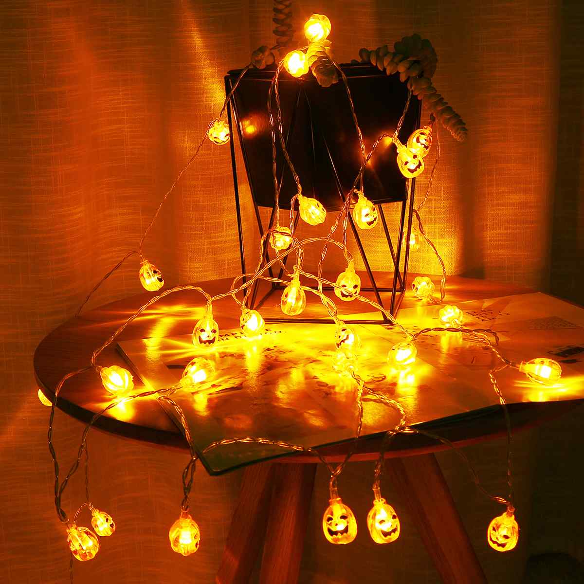 Voor Halloween Party Decoratie Led Lantaarn Halloween Lichten String Handleiding Pompoen Licht String Diy Opknoping Ornament