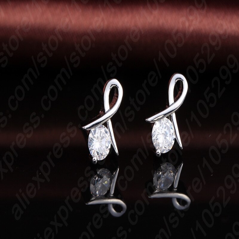 Frauen 925 Sterling Silber Halskette Ohrringe Schmuck-Set Für Hochzeit Party Cubic Zirkon Knorpel Piercing Ohrringe