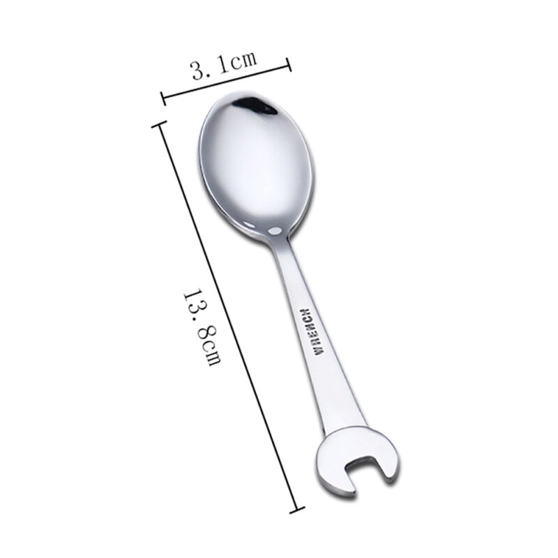 Stainless Steel Coffee Tea Spoon Shovel/Wrench Shaped Dessert Forks Ice Cream Sugar Teaspoon Bar Home Tools: 7