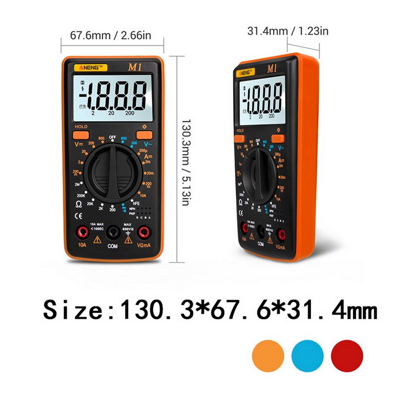 M1 Multimeter Portable LCD Digital Multimeter Backlight AC/DC Ammeter Voltmeter Ohm Tester Meter Handheld Multimeter Tester