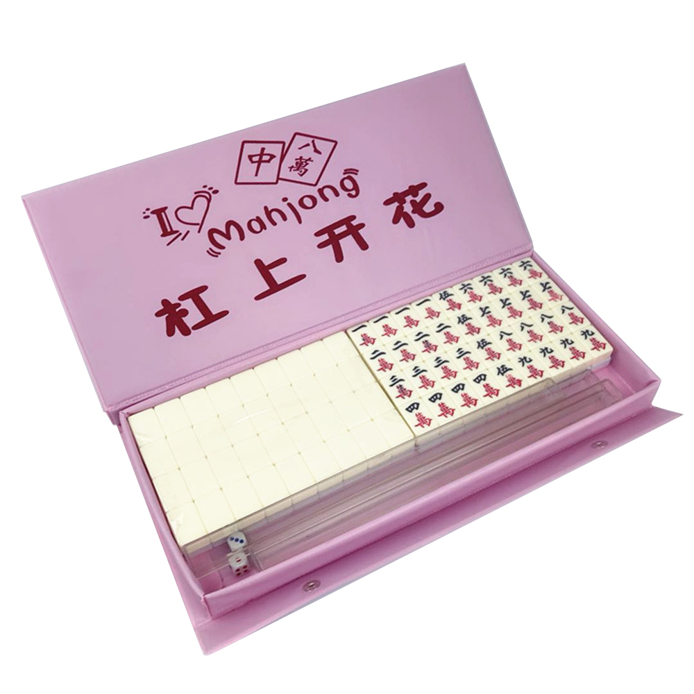 Wood toys Mini Mahjong Portable Folding Wooden Boxes Majiang Set Table Game Mah-jong Travel Travelling Board Game Entertainment: White