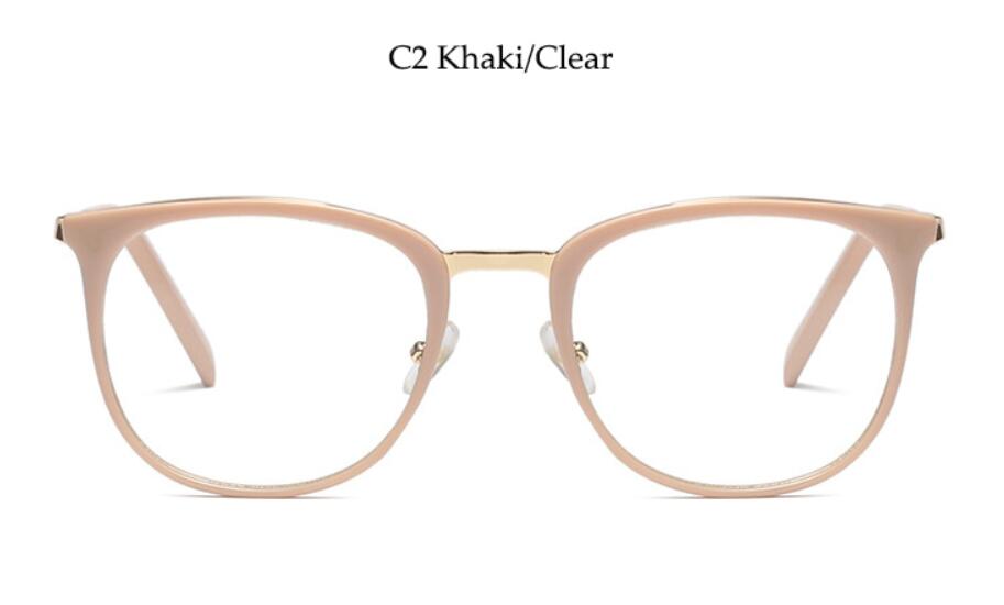 Montura de gafas blancas de lujo para mujer, gafas cuadradas de , montura transparente, lentes para miopía, gafas empotradas de de , gafas decorativas: C2 khaki clear