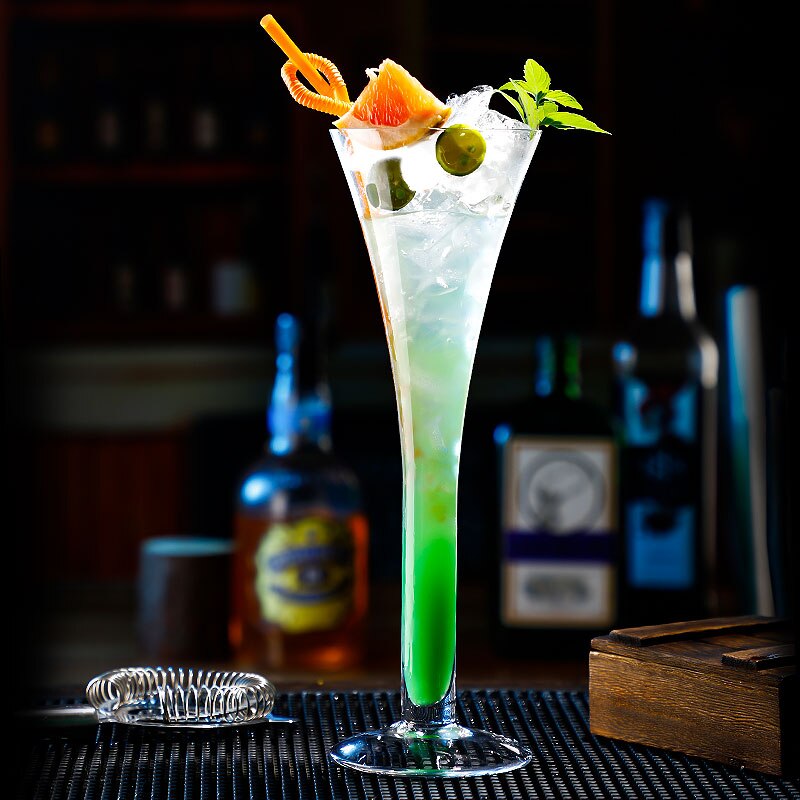 Champagne Trumpet Flute Martini Glass Elegantly Hand Blown, Cocktail Glass