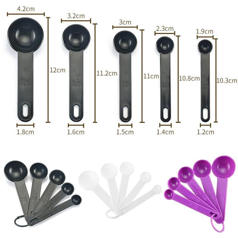 5Pcs/set Measuring Spoon For Baking White Plastic Kitchen Utensil Tablespoon Teaspoon Measuring Tool V1O2