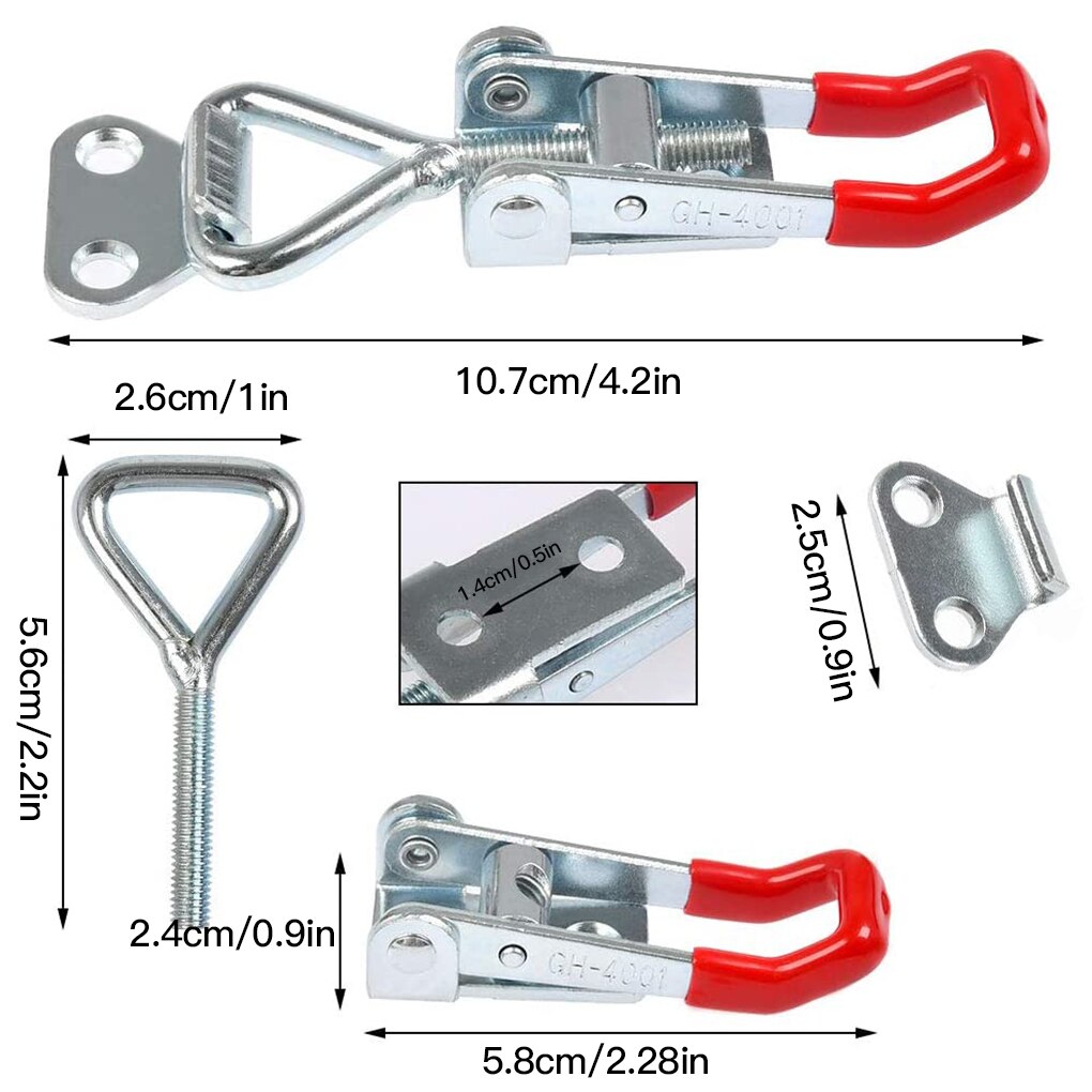 GH-4001 Adjustable Heavy Duty Bolt Clamp Antislip Metal Door Bolts Latch Hasps for Cabinet Box
