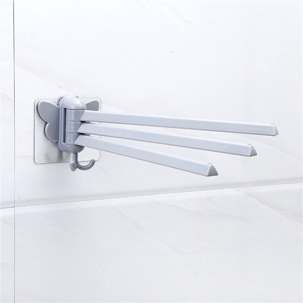 Creatieve Swivel Handdoekenrek Punch-Gratis Wandmontage Handdoek Opslag Houder Eenvoudige Installatie Boog Handdoek Stand Opvouwbare XHC88: Gray