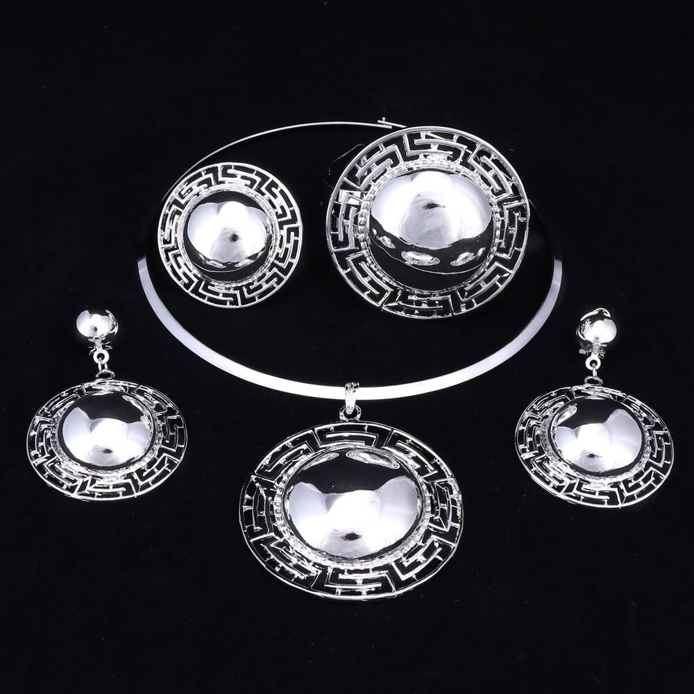 Gioelleria Raffinata E Alla Moda impostato di grande Esagerato Orecchini Della Collana Del Pendente di colore dell'oro Africana Dubai Da Sposa Monili Delle Donne Del Partito impostato