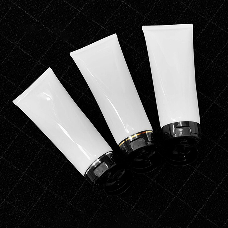 Empty 200g White Squeeze Bottle Cosmetic Container 200ml Face Lotion Hand Cream Packaging Plastic Refillable Tube