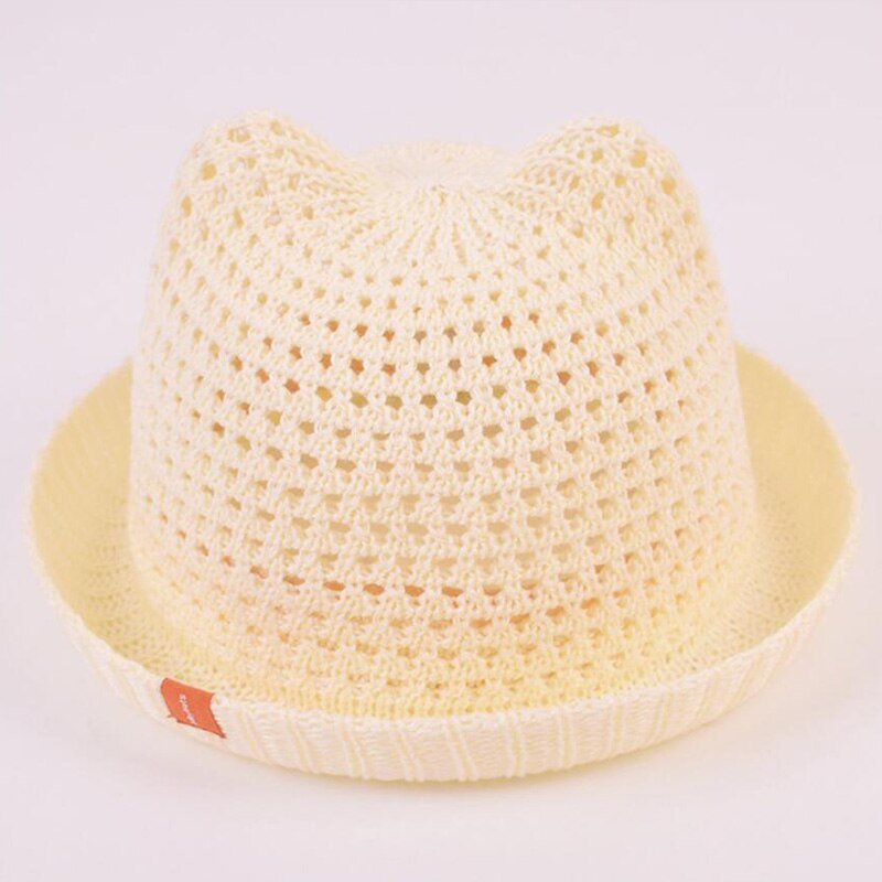 Baby Sun Hat Breathable with Ears Beach Kids Snapback Hats CNew Straw Baby Cap for Boy Girl Solid Summer hildren Baseball Caps: Beige