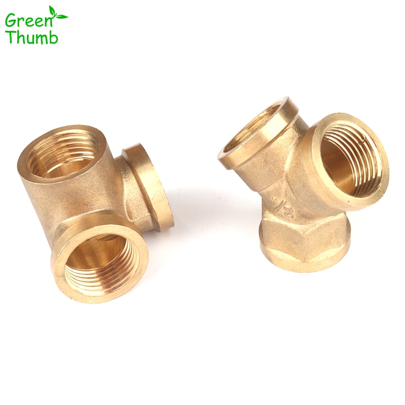 1pc 1/2Inch Female Thread Brass Tee Connectors Three-Dimensional Plumbing Fittings Brass 3-Way Adapters