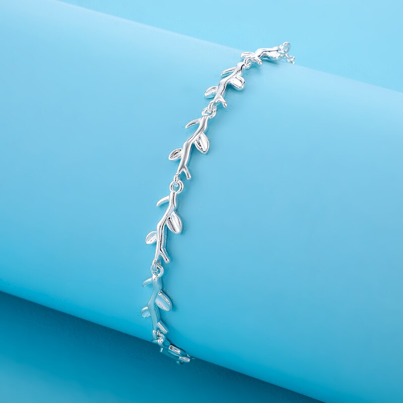 DAIWUJAN-Pulseras de cadena de plata fina 925 con ramas de hojas Mori, joyería fina de boda