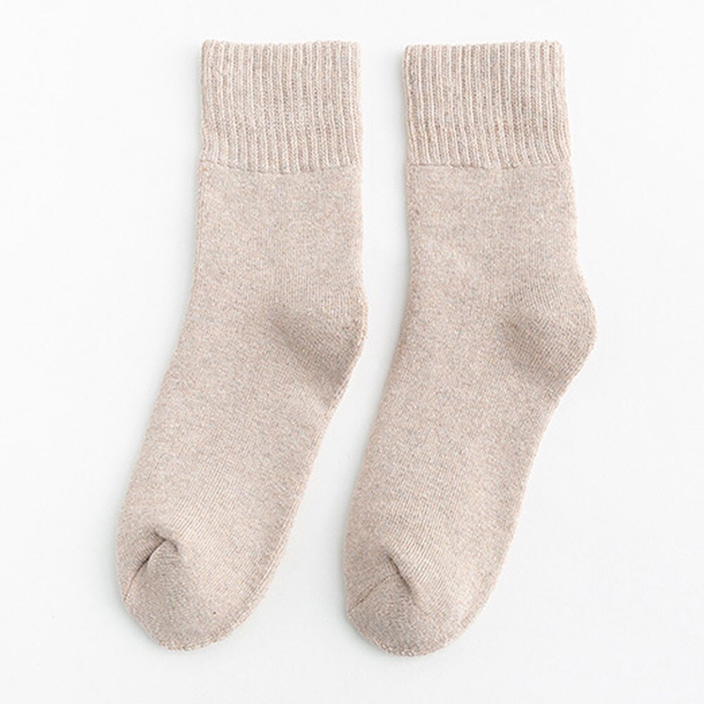 Unisex super tykkere solide sokker merino uld kaninsokker mod kold sne rusland vinter varm sjov glad mandlige mænd sokker: Khaki