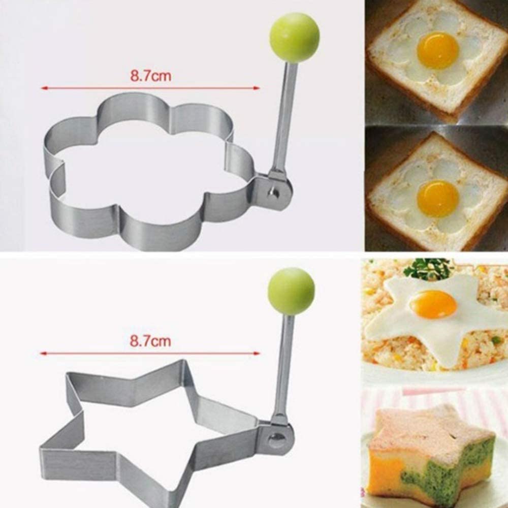 4pcs/Set Egg Mould Fried Egg Rings for Frying Poached Egg Maker Star/Heart/Round/Flower Shaper Kitchen Egg Tool