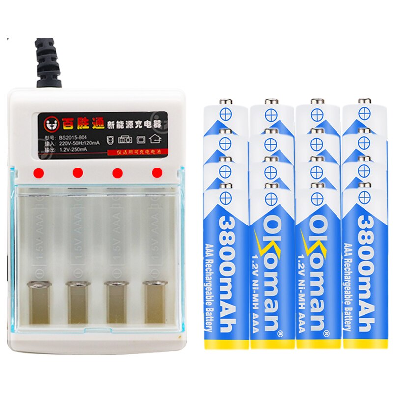 Figh 1.2V 3800mAh NI MH AAA Pre-Charged Ni-MH Rechargeable aa Battery For Toys Camera Microphone Batteries + Charger