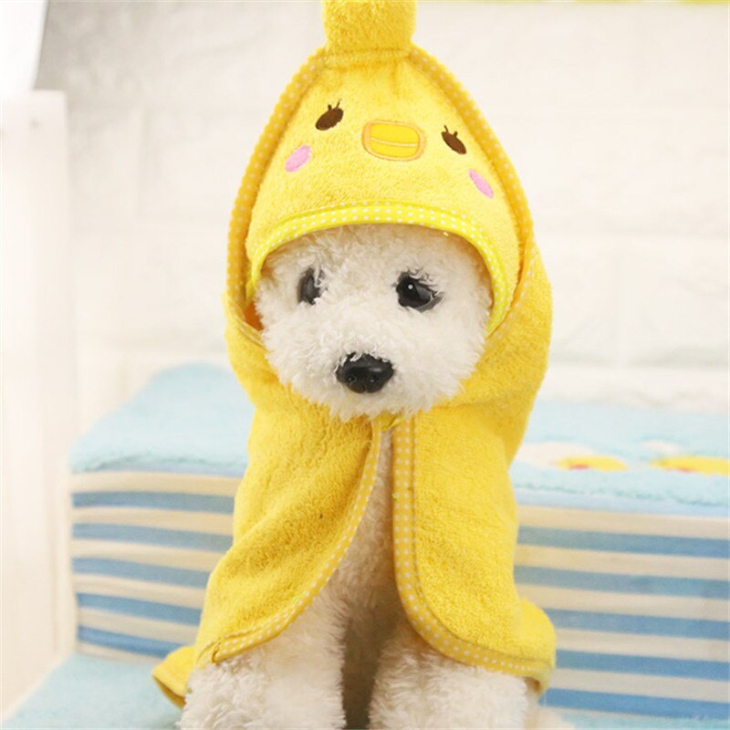 Dog Towel Drying Towel for Dogs Absorbent Shower Cartoon Puppy Dog Bath Towel Cat Pet Blankets Cleaning Pet Product Pet Supplies: yellow / L