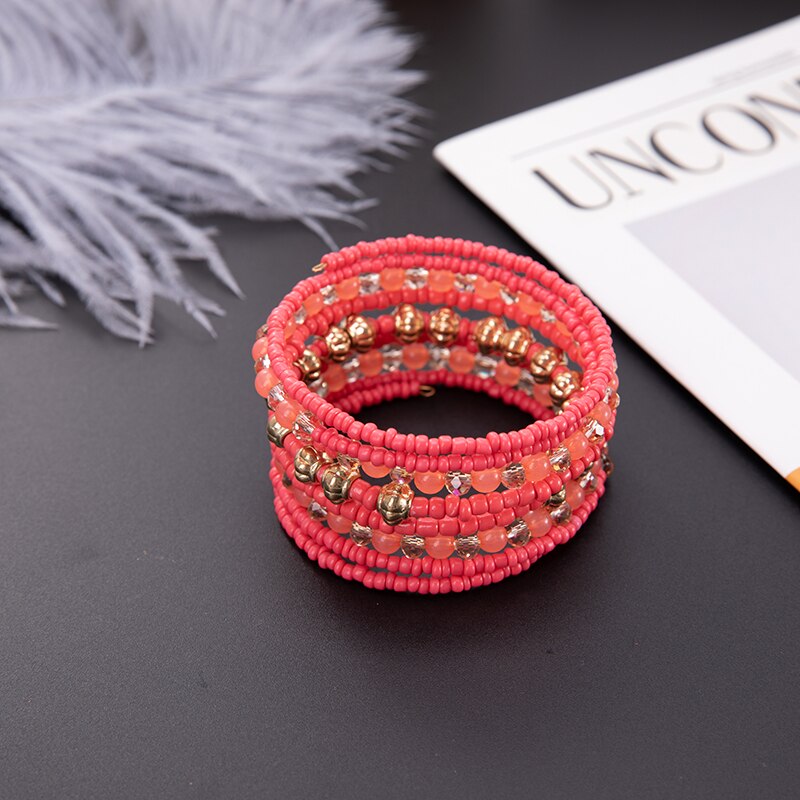 Böhmischen Armbinde für Frauen Freundschaft Mädchen Hand Weben Boho Armbinde Femle Einzigartige Farbe Gemischt Perlen Bracele