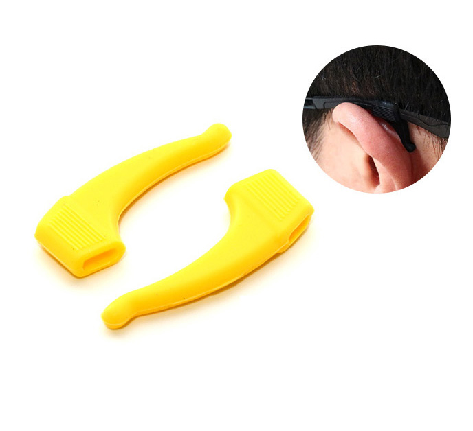 Crochet d'oreille antidérapant à la pour lunettes, accessoires pour lunettes, poignée en Silicone, pointe de la tempe, poignée pour lunettes: YELLOW