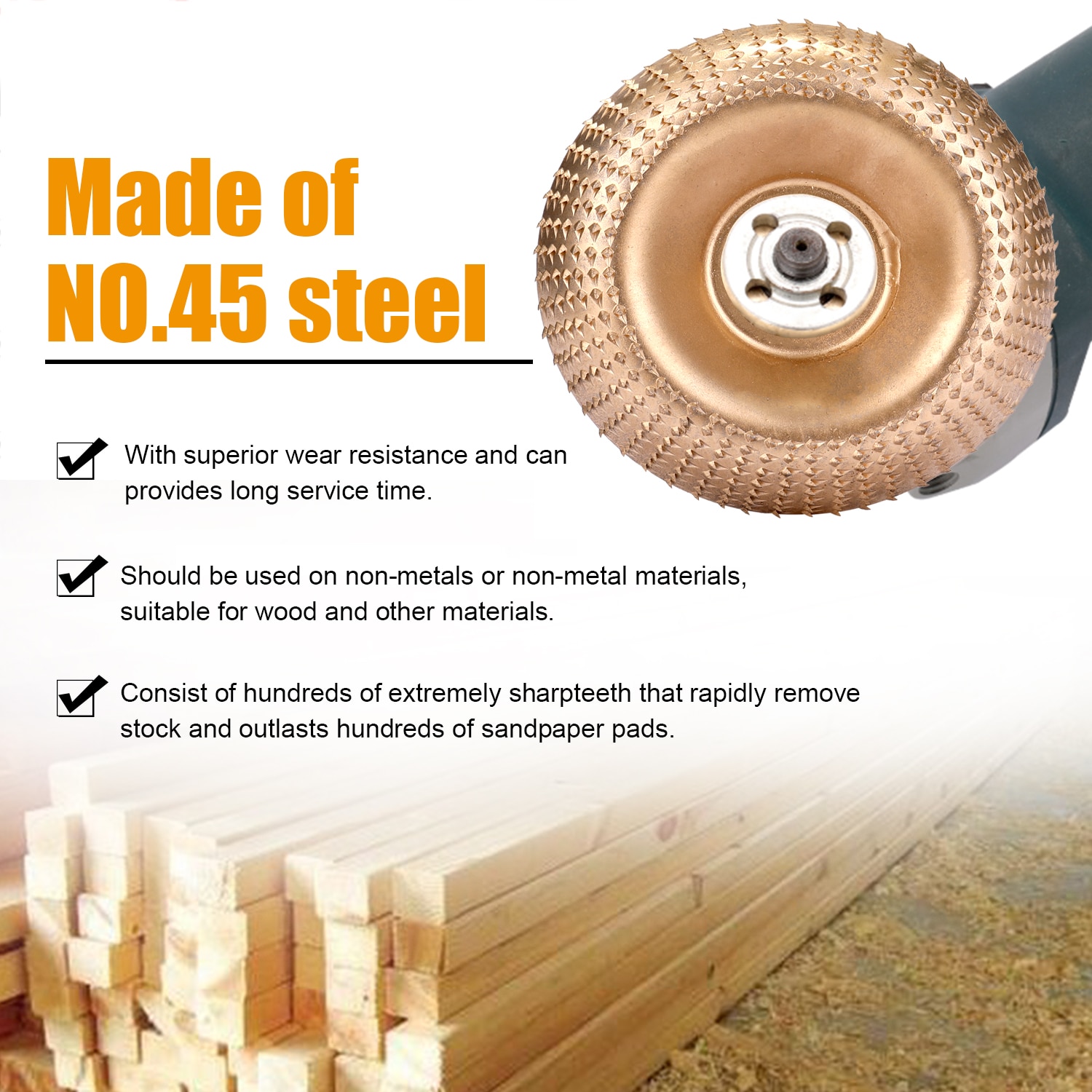 Woodworking Wood Angle Grinding Wheel Sanding Carving Rotary Tool NO.45 Steel Abrasive Disc for Angle Grinder