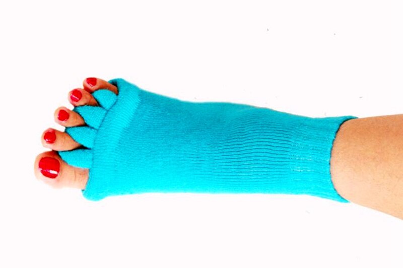 Cykelstrumpor femtå strumpa ortos separatorer för tårna bunion corrector ortopedisk hallux valgus korrigering hållning: Himmelsblå