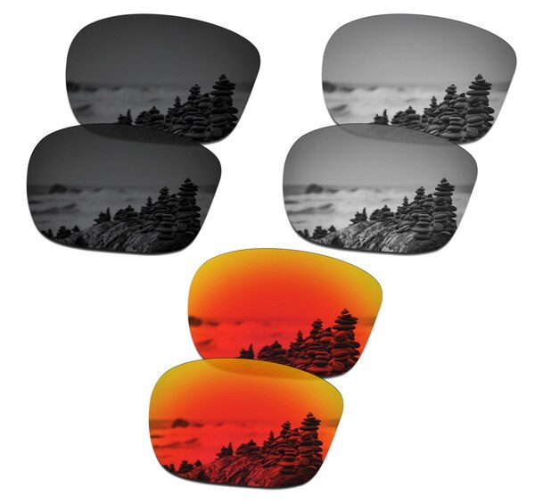 Smartvlt 3 par polariserede solbriller udskiftning linser til oakley sliver f stealth sort og sølv titanium og ildrød: Default Title