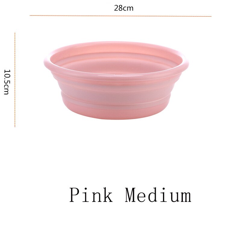 Portable Folding Washbasin Tourism Camping Foldable Basin Bathroom Gadget Kitchen Household Cleaning Tools Car Wash Basins: Pink Medium