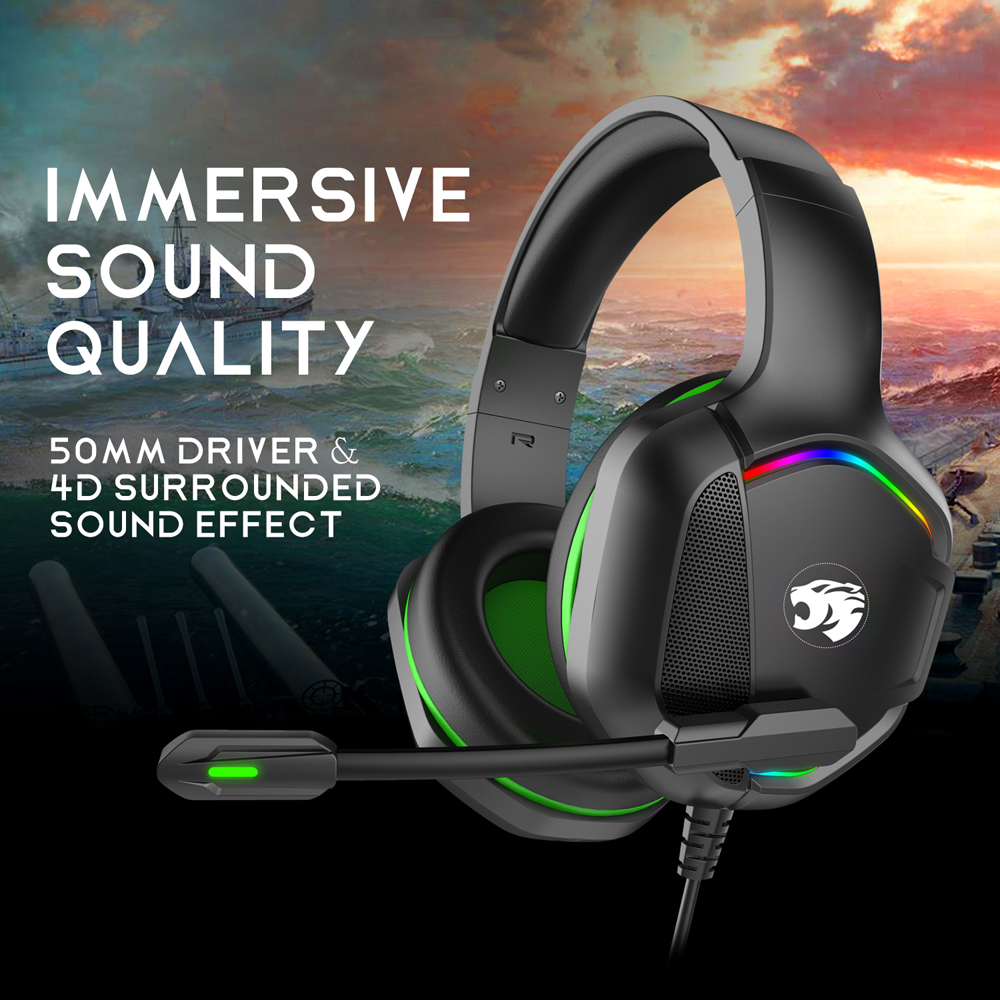 Gaming Headphones 4D Stereo RGB Marquee Earphones Headset with Microphone for Xbox One/Laptop/Computer Tablet Gamer