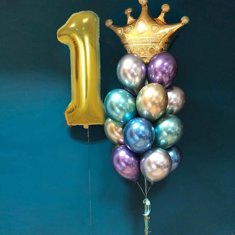 Ballons couronne en aluminium, décorations d'anniversaire pour fête d'anniversaire, chapeau de princesse et de dessin animé pour bébé: Number 1