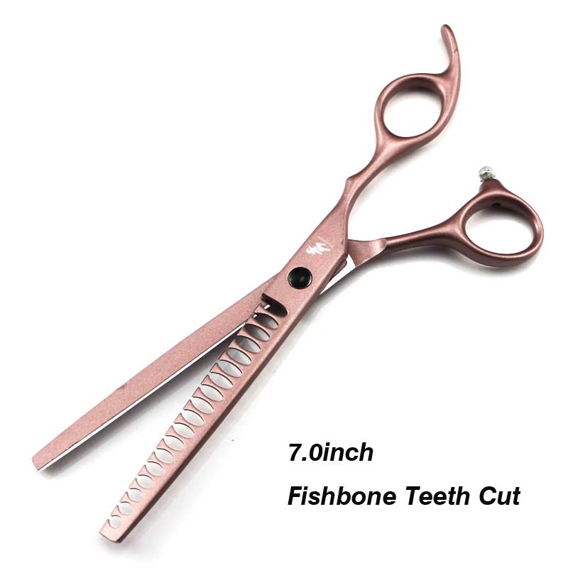 Hairdressing Scissors 7 Inch Gold Hair Salon Hair accessories Hair Set hairdressing shears: Fishbone Teeth Cut