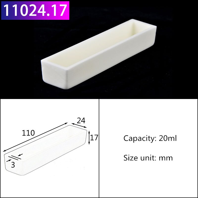 99%Al2O3 High Purity Square Alumina Ceramic Boat Corundum Crucible/ Sintered Crucible High temperature resistance 1600℃: 20ml