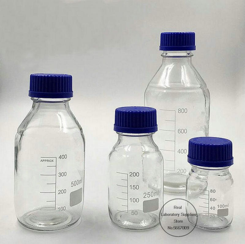 1PC 100ml to 2000ml Lab Transparent Screw cap Reagent bottle Sealed bottle Glass Laboratory Sample Bottle