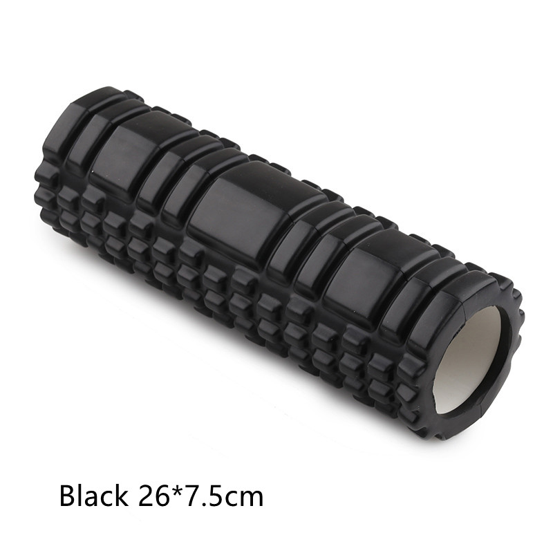 1 stk 26*7.5cm fitness rulle yoga foam roller fitness yoga tilbehør yoga cube foam roller muskel relax skum massage rulle: Sort