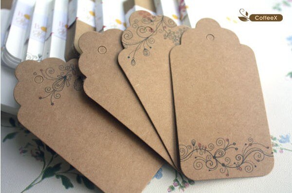 1 set/20 stks Bloemen DIY Tags Papier Kaarten Bladwijzers Party Papier Tag Hang Tag Label Kleding naaien Kledingstuk Tags 5.2x10 cm: Kraft 1set 20pcs