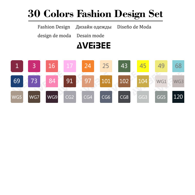 Magiska markörer set för barn 30/40/60/80/168 färg animation skiss markör två huvud ritning konst borst pennor alkoholbaserad: 30 mode set