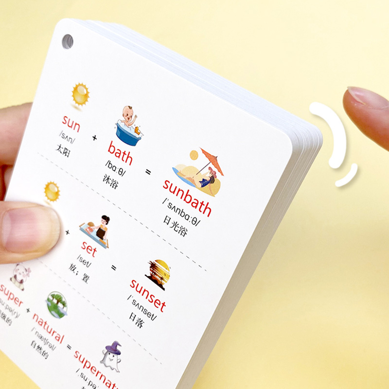 441 Groups 1000 Words Root Memory Card Compound Word for Primary School Learning English Flash Cards With Chinese