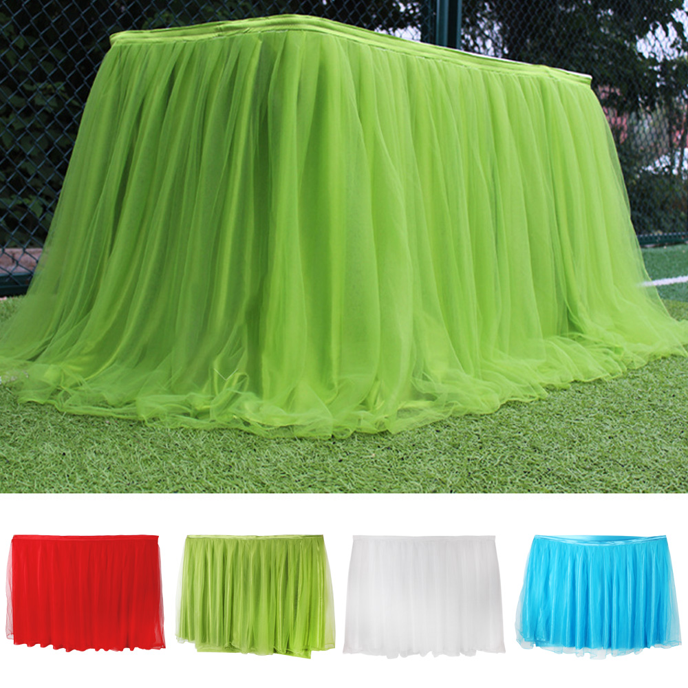 Hilife party tyll tutu 75*100cm multi färger bordskjol bröllopsfest dekoration med 3 bordsklämmor