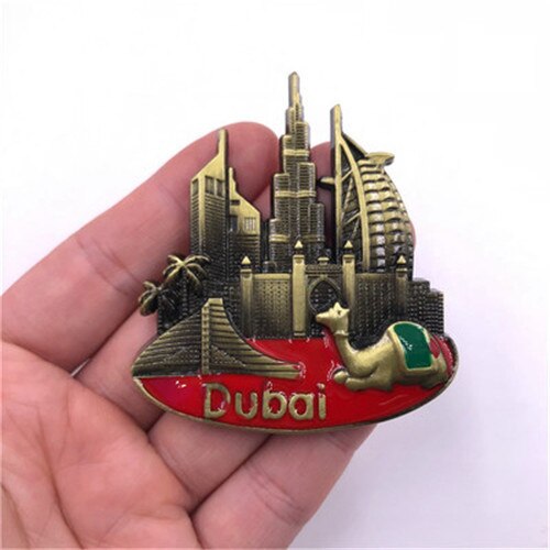 Dubai panoramic view metal refrigerator magnets Burj Al Arab Hotel alloy khalifa metal stickers travel souvenir: panoramic view3