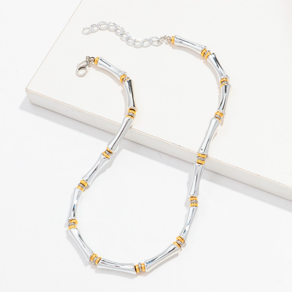 Thin Bamboo Curved Tube Choker Necklace Men Women HipHop Ball Bead Pendant Necklace Stack Trendy Party Jewelry Collar