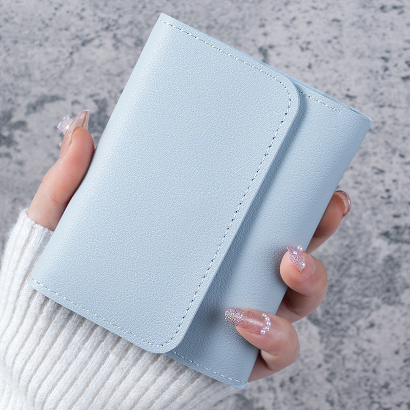 Simple And Short Lady Purse Student Ticket Holder Multi-function Card Bag: Blue