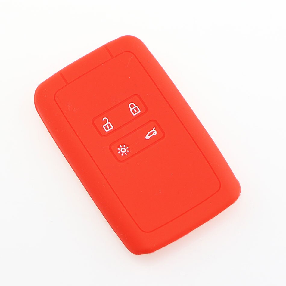 Silikone nøgle fob cover cover til renault talisman captur espace clio megane koleos scenic 4 card remote keyless: Almindelig rød