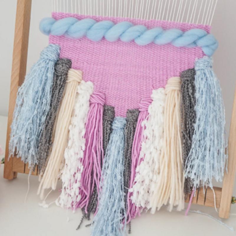 Houten weefgetouw kit diy wol spinmachine voor handgemaakte wandtapijten en weven schilderijen speelgoed en voor kinderen meisjes