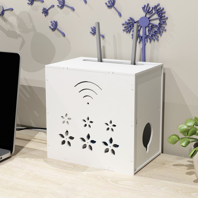 Wifi Router Storage Boxes Cable Power Plus Wire Bracket wire plug-in cable box power cord hidden box set top box storage shelf: Flower world 2layer