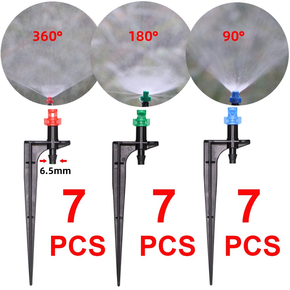 Boquilla de nebulización de 90/180/360 grados, Estaca de 13cm, rociador de riego de jardín de púa de 1/4 pulgadas, riego por goteo, agricultura, rociador de granja: Dx21pcs